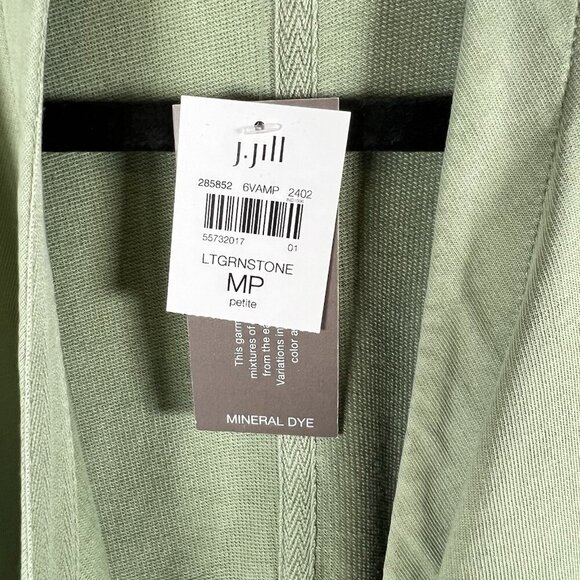 J. Jill Pure Jill Limestone Green Organic Cotton‎ Cardigan Pockets NWT SZ PM - Picture 7 of 9